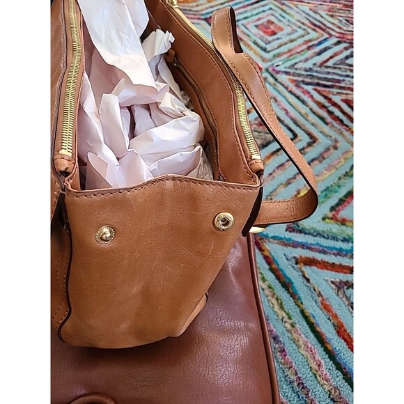 Vintage Michael Kors Standford Tan Leather Satchel Saddle Bag Handbag - Picture 5 of 15